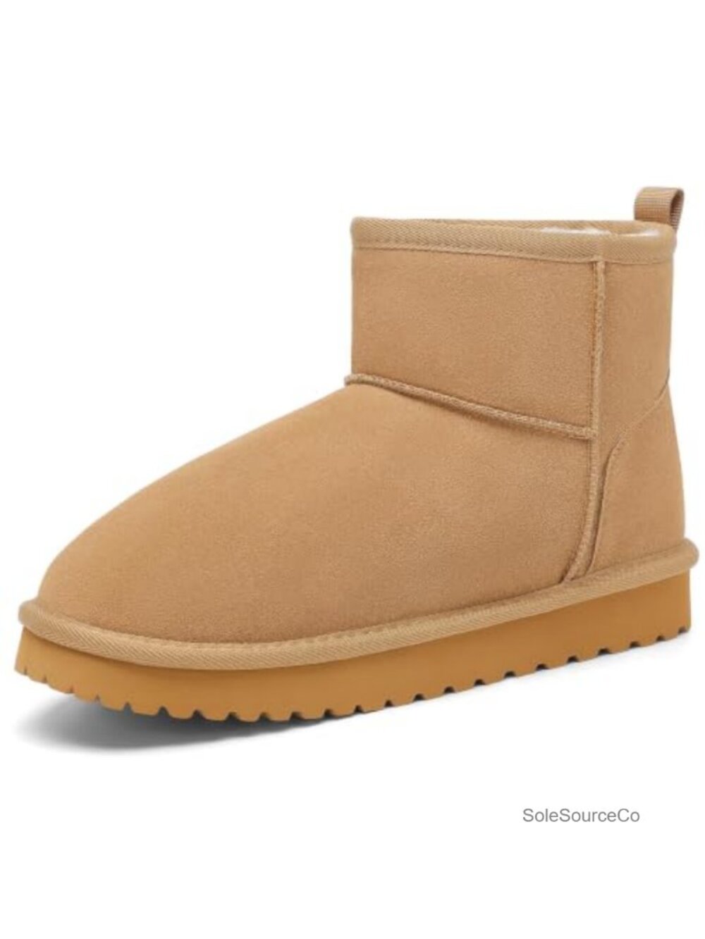 Faux Fur Lined Water Resistant Suede Ankle Boots Slip On Winter Snow Boots